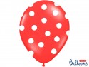 50 Ballons 30 cm - Pois - Rouge coquelicot pastel
