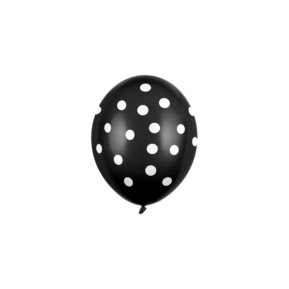 6 Ballons 30 cm - pois - noir pastel