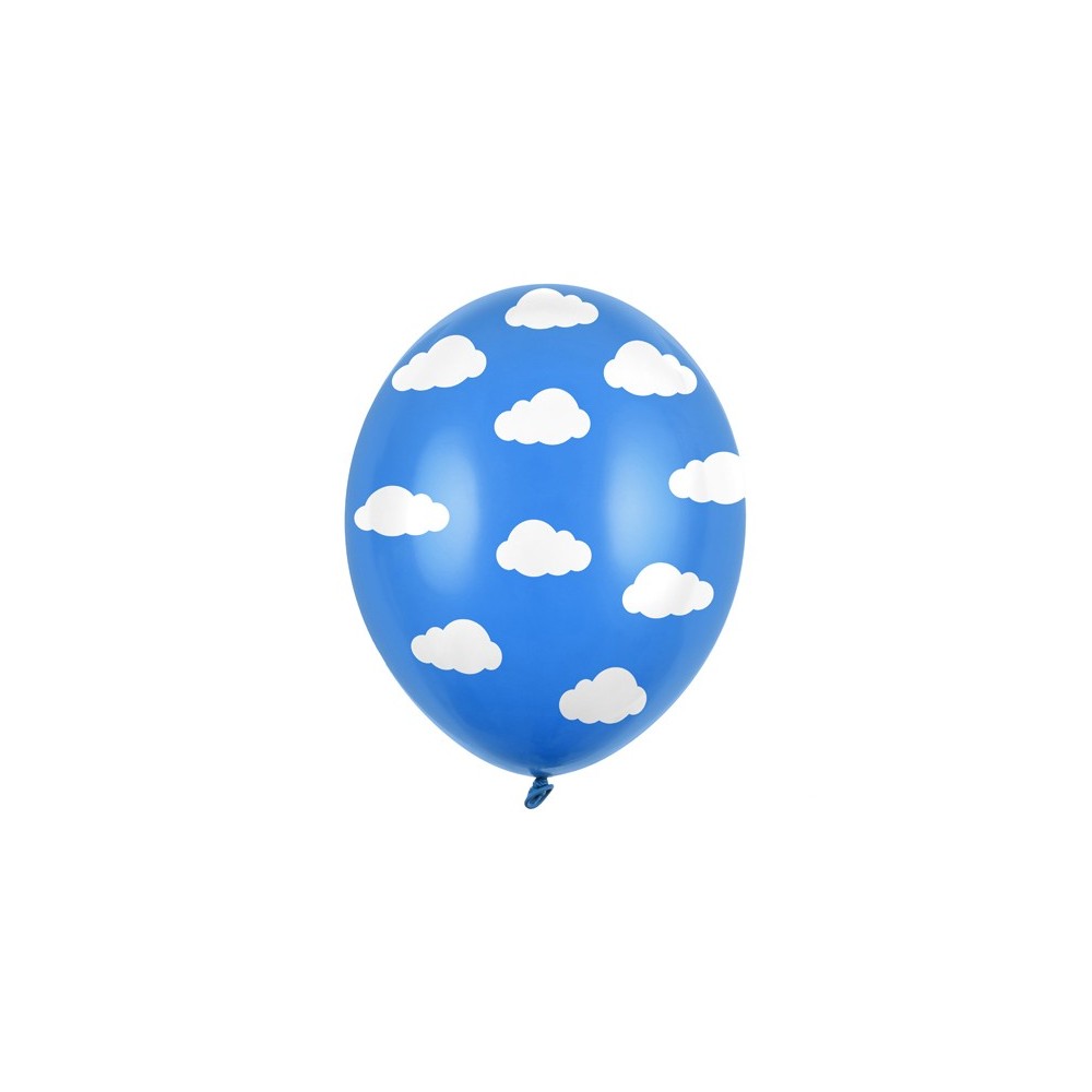 6 Ballons 30 cm - Nuages - bleuet pastel
