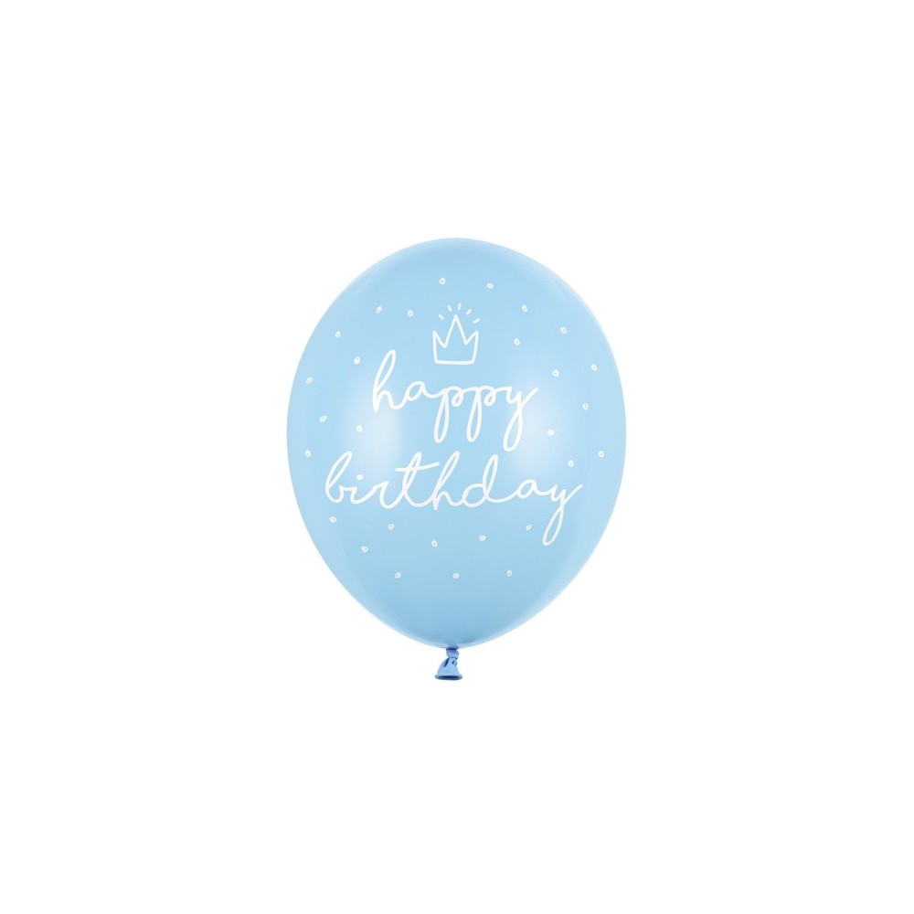 50 Ballons 30 cm - Happy Birthday - Bébé bleu pastel