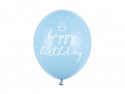 6 Ballons 30 cm - Happy Birthday - Bébé bleu pastel