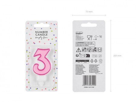 Bougie Chiffre 3- rose