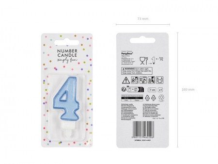 Bougie Chiffre 4- bleu