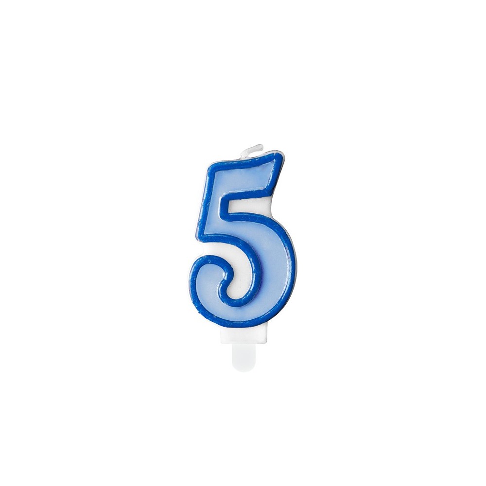 Bougie Chiffre 5- bleu