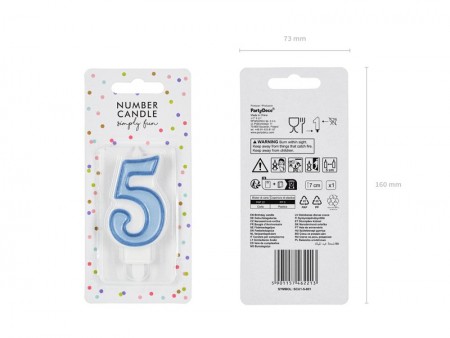 Bougie Chiffre 5- bleu