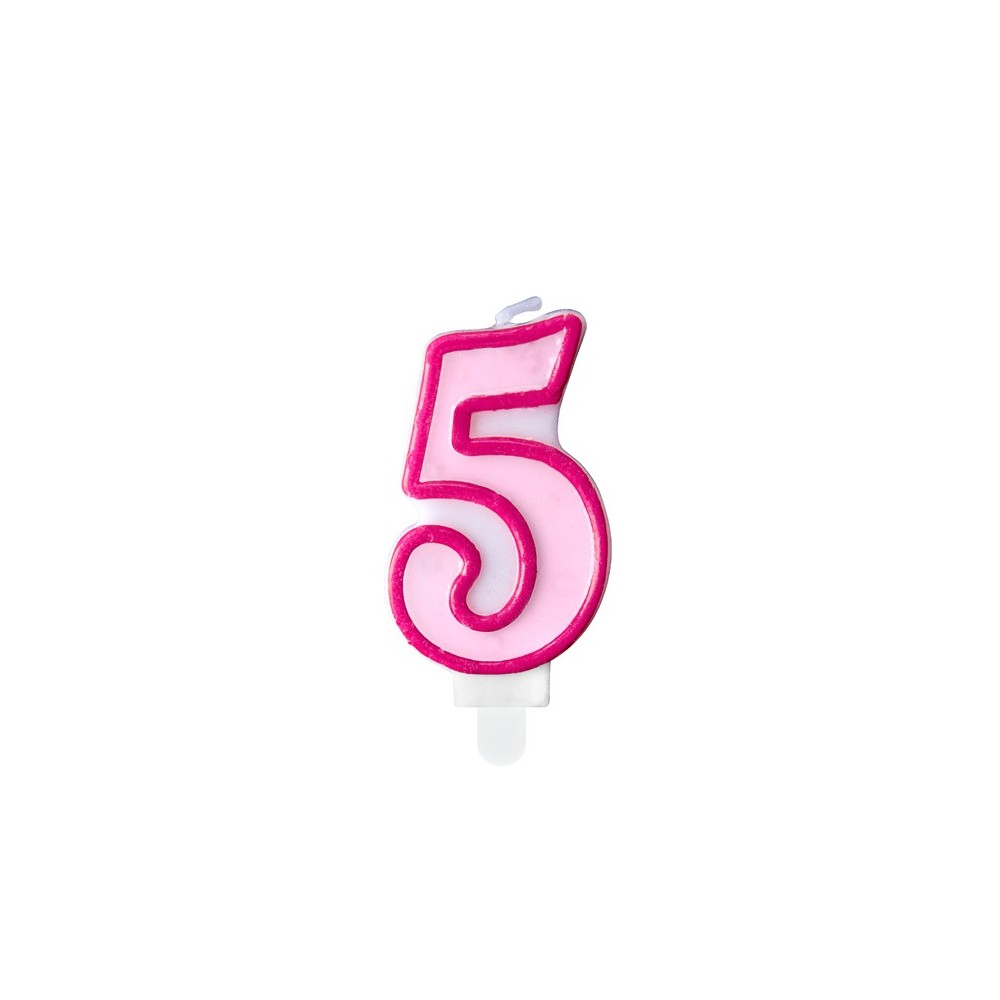 Bougie Chiffre 5- rose