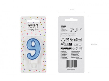 Bougie Chiffre 9- bleu