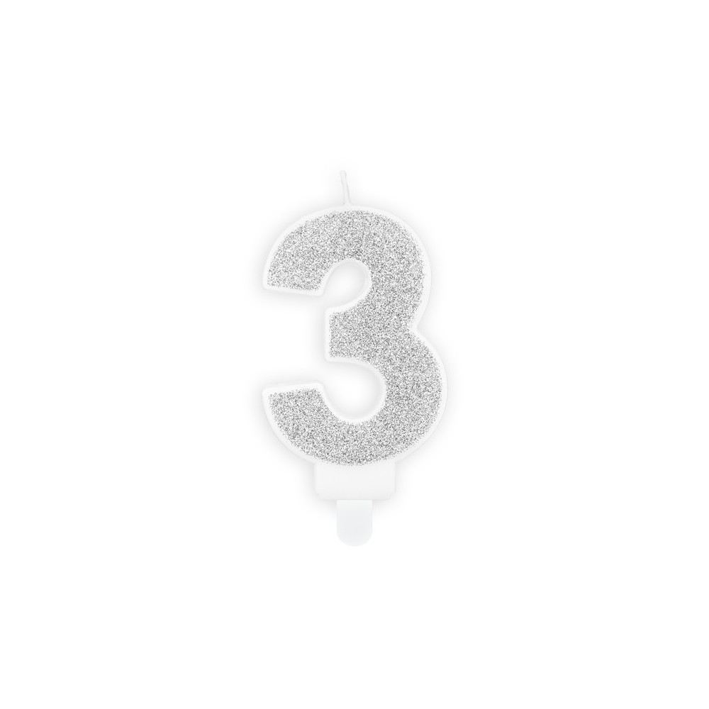 Bougie Chiffre 3- argent