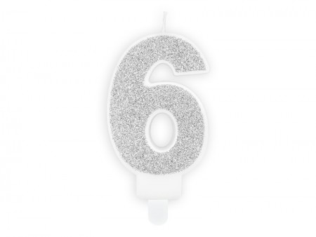 Bougie Chiffre 6- argent