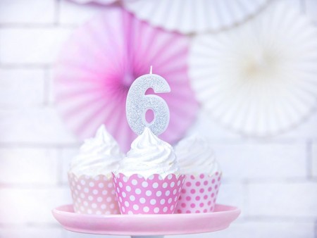 Bougie Chiffre 6- argent