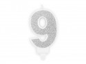 Bougie Chiffre 9- argent