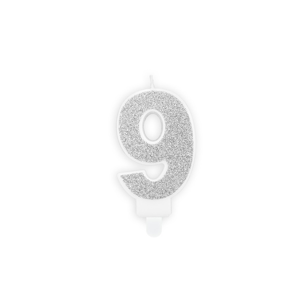 Bougie Chiffre 9- argent