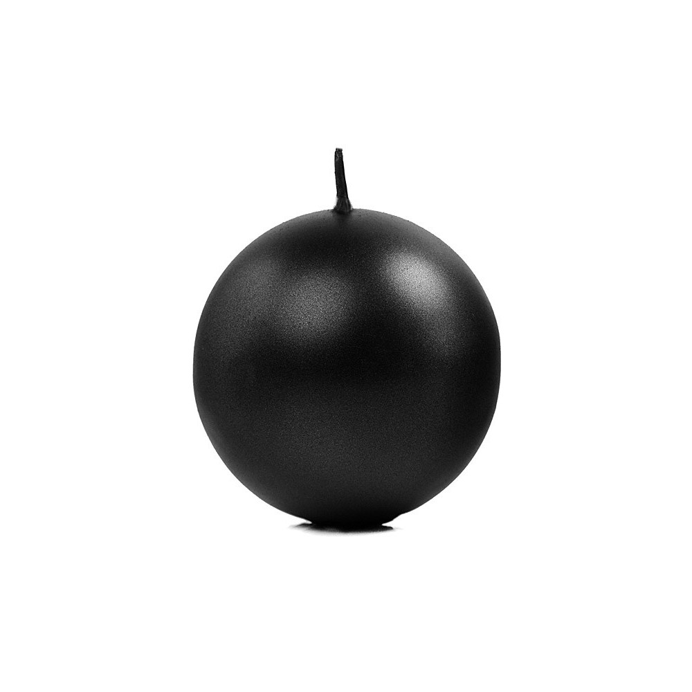 6 Bougie Sphère métallique - noir - 8cm