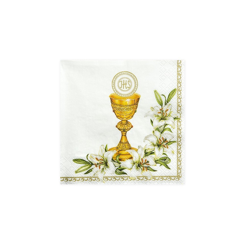 20 Serviettes communion calice - blanc