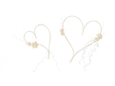 2 Coeurs en rotin - crème