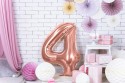 Ballon mylar Chiffre ''4''- 86cm - or rose