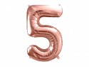 Ballon mylar Chiffre ''5''- 86cm - or rose