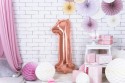 Ballon mylar Chiffre ''1''- 86cm - or rose