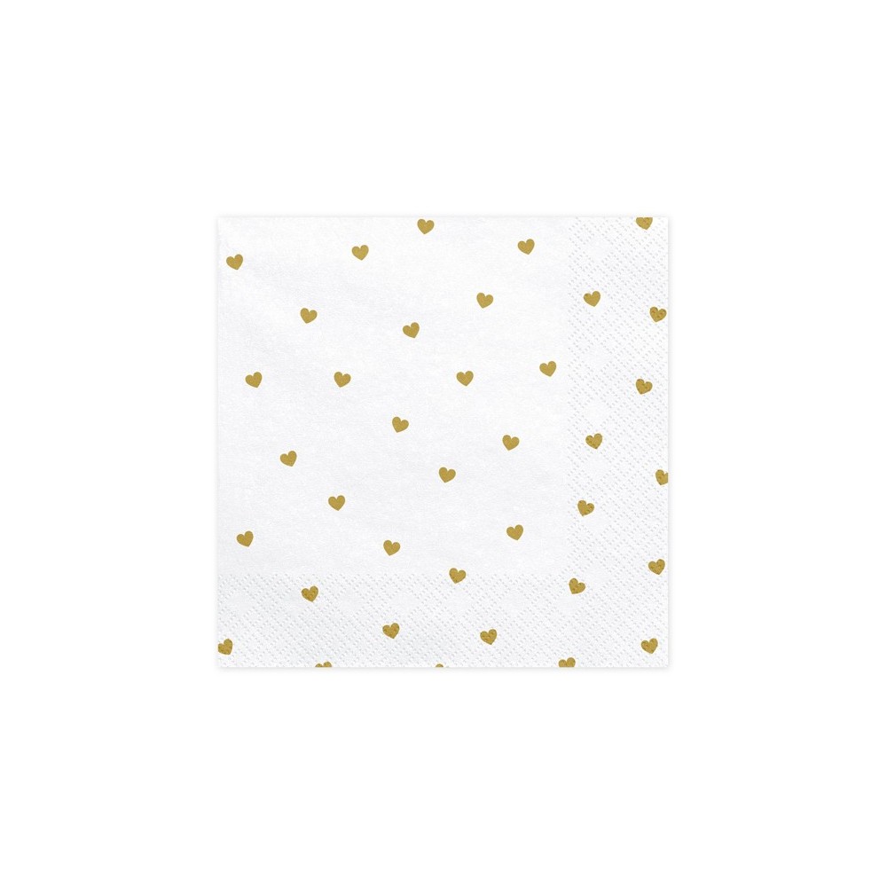 20 Serviettes de table Coeurs - blanc