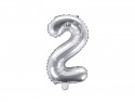 Ballon mylar Chiffre ''2''- 35cm - argent