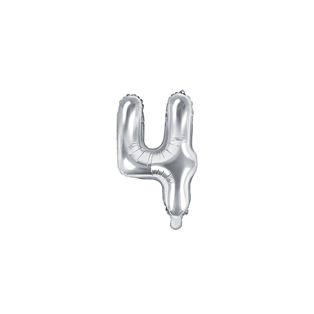 Ballon mylar Numeral ''4''- 35cm - argent