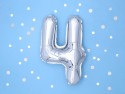 Ballon mylar Numeral ''4''- 35cm - argent