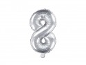 Ballon mylar Numeral ''8''- 35cm - argent