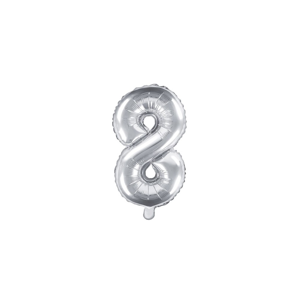 Ballon mylar Numeral ''8''- 35cm - argent