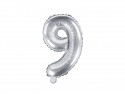 Ballon mylar Chiffre ''9''- 35cm - argent