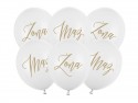 6 Ballons 30 cm - Femme - Mari - Blanc pur pastel