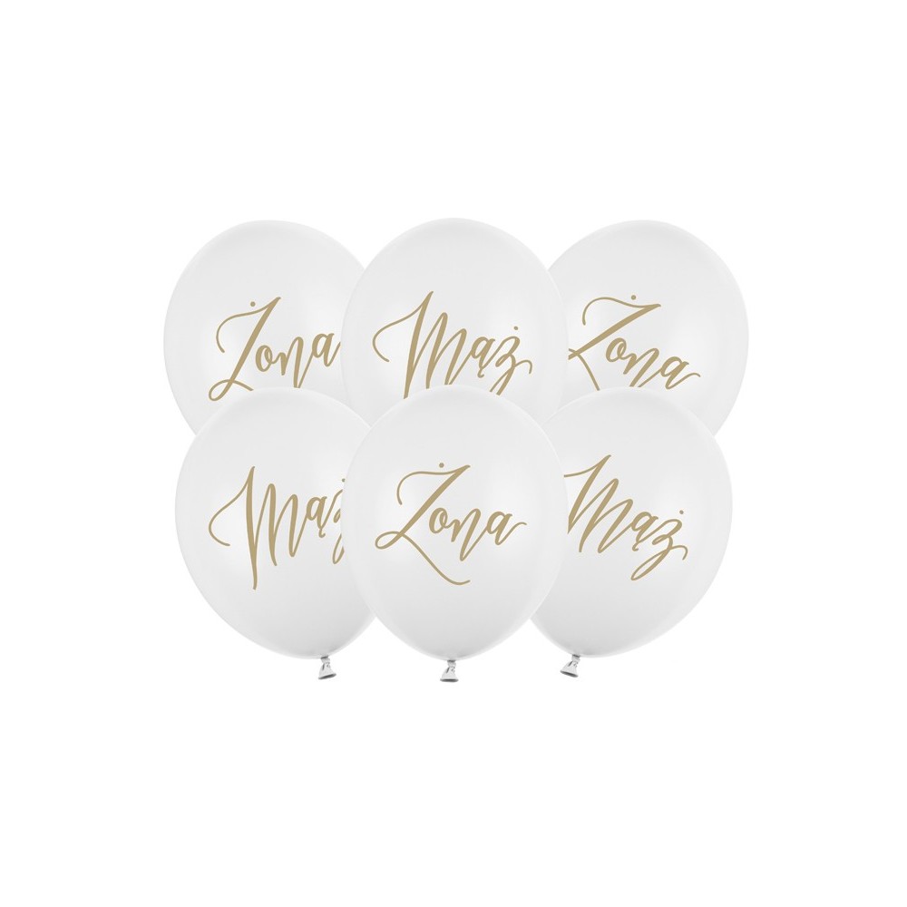 6 Ballons 30 cm - Femme - Mari - Blanc pur pastel