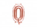 Ballon mylar Chiffre ''0''- 35cm - or rose