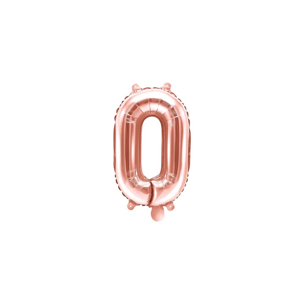 Ballon mylar Chiffre ''0''- 35cm - or rose
