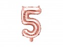 Ballon mylar Chiffre ''5''- 35cm - or rose