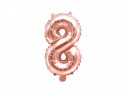 Ballon mylar Numeral 8''- 35cm - or rose
