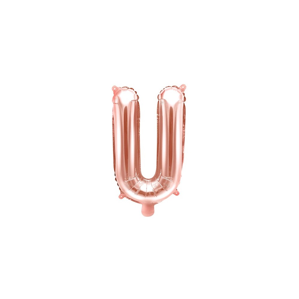 Ballon mylar Lettre ''U''- 35cm - or rose
