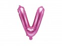 Ballon mylar Lettre ''V''- 35cm - rose foncé