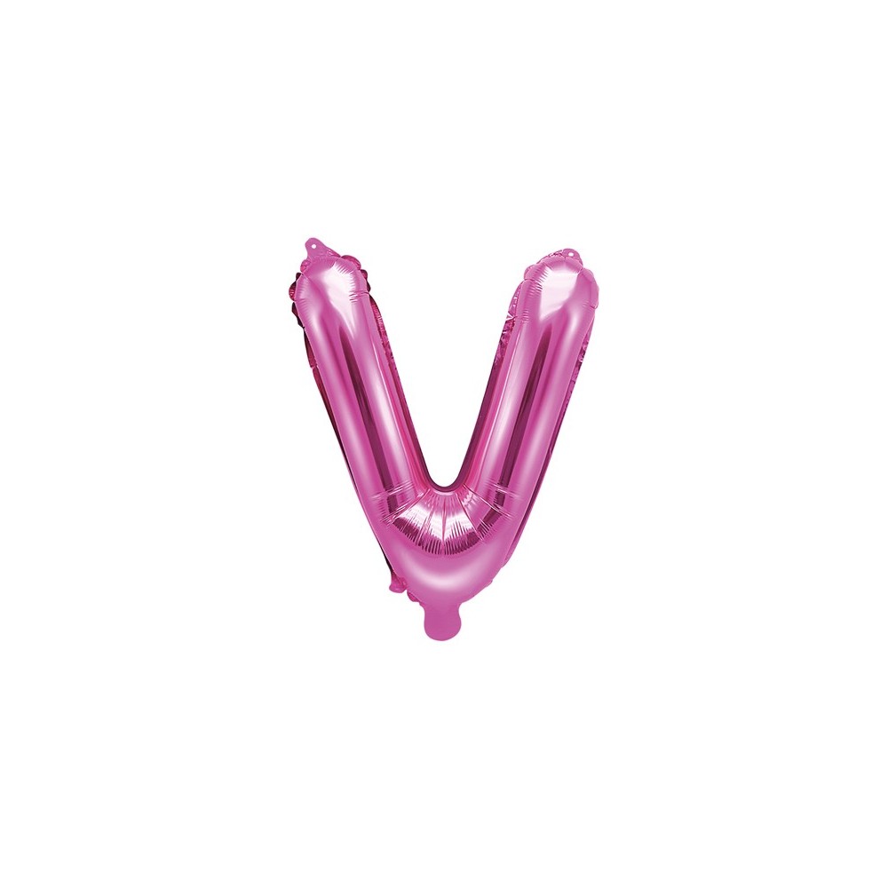 Ballon mylar Lettre ''V''- 35cm - rose foncé