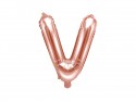 Ballon mylar Lettre ''V''- 35cm - or rose