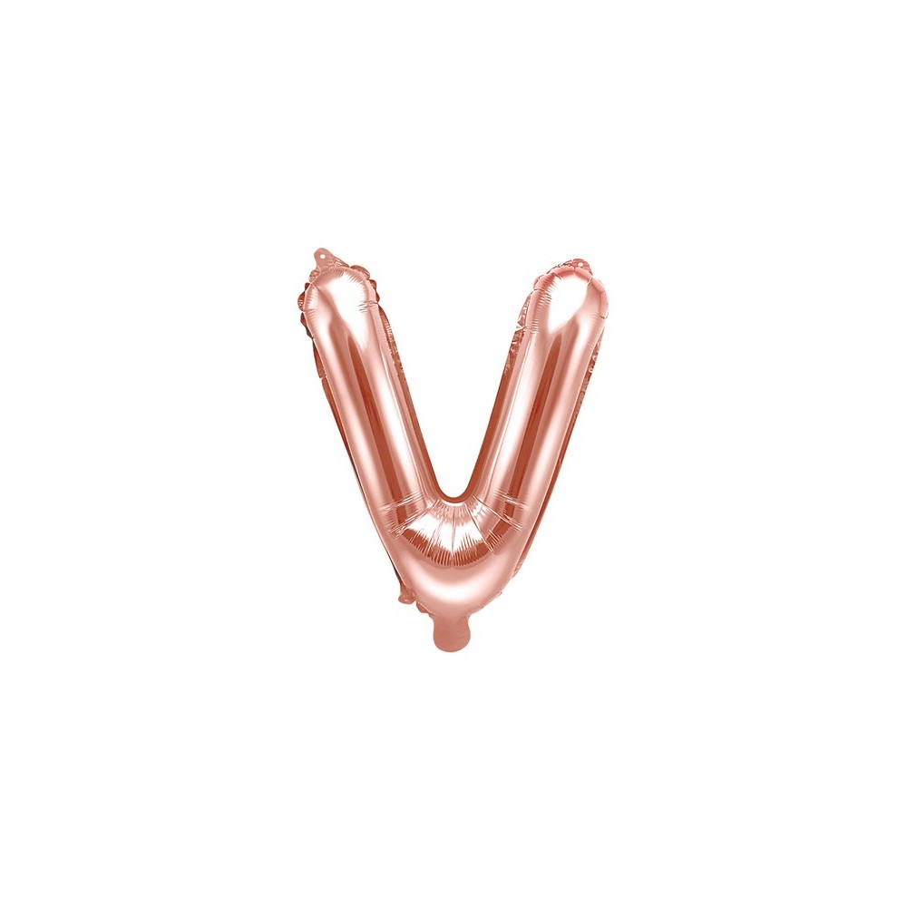 Ballon mylar Lettre ''V''- 35cm - or rose