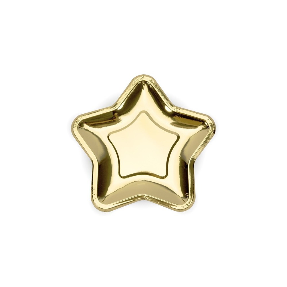 6 Assiettes étoiles - or - 23 cm