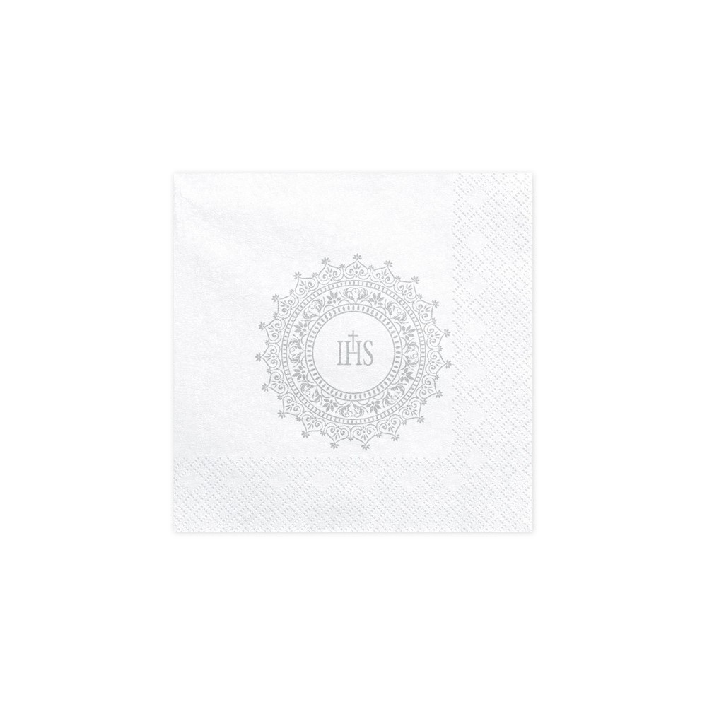 20 Serviettes de communion IHs - 33x33cm - argent