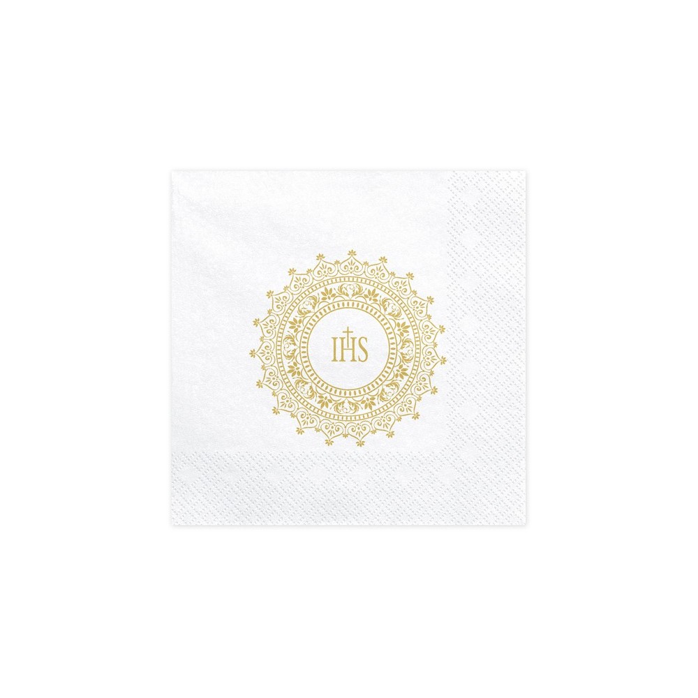 20 Serviettes de communion IHs - 33x33cm - or