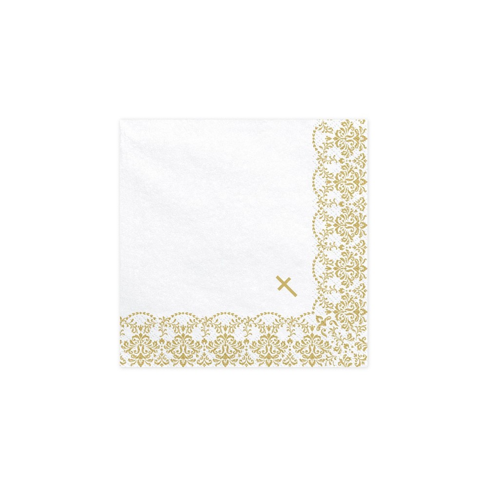 20 Serviettes de communion avec ornement - 33x33cm - or