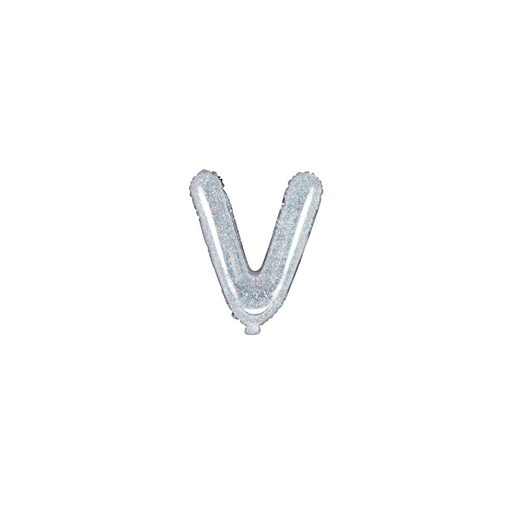 Ballon mylar lettre ''V''- 35cm - holographique