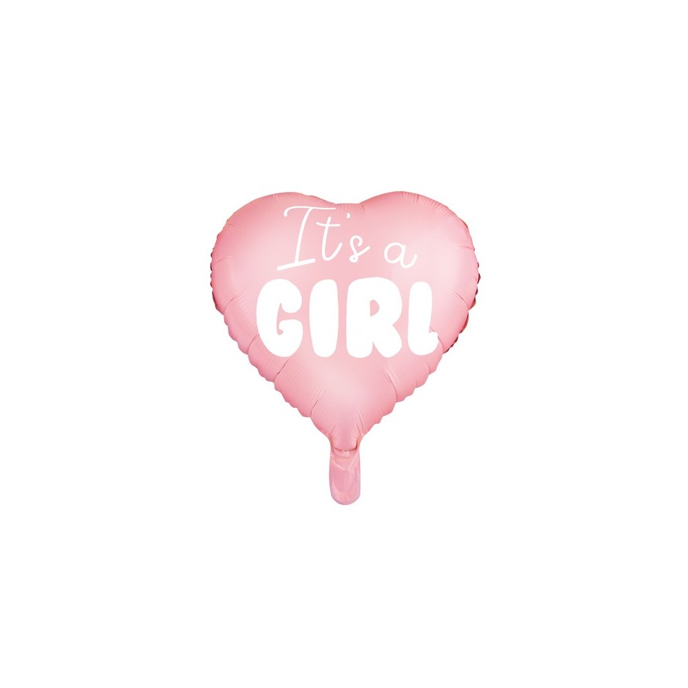 Ballon mylar Coeur - It's a girl - 45cm - rose vif