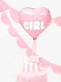 Ballon mylar Coeur - It's a girl - 45cm - rose vif