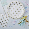 20 serviettes pois dorés