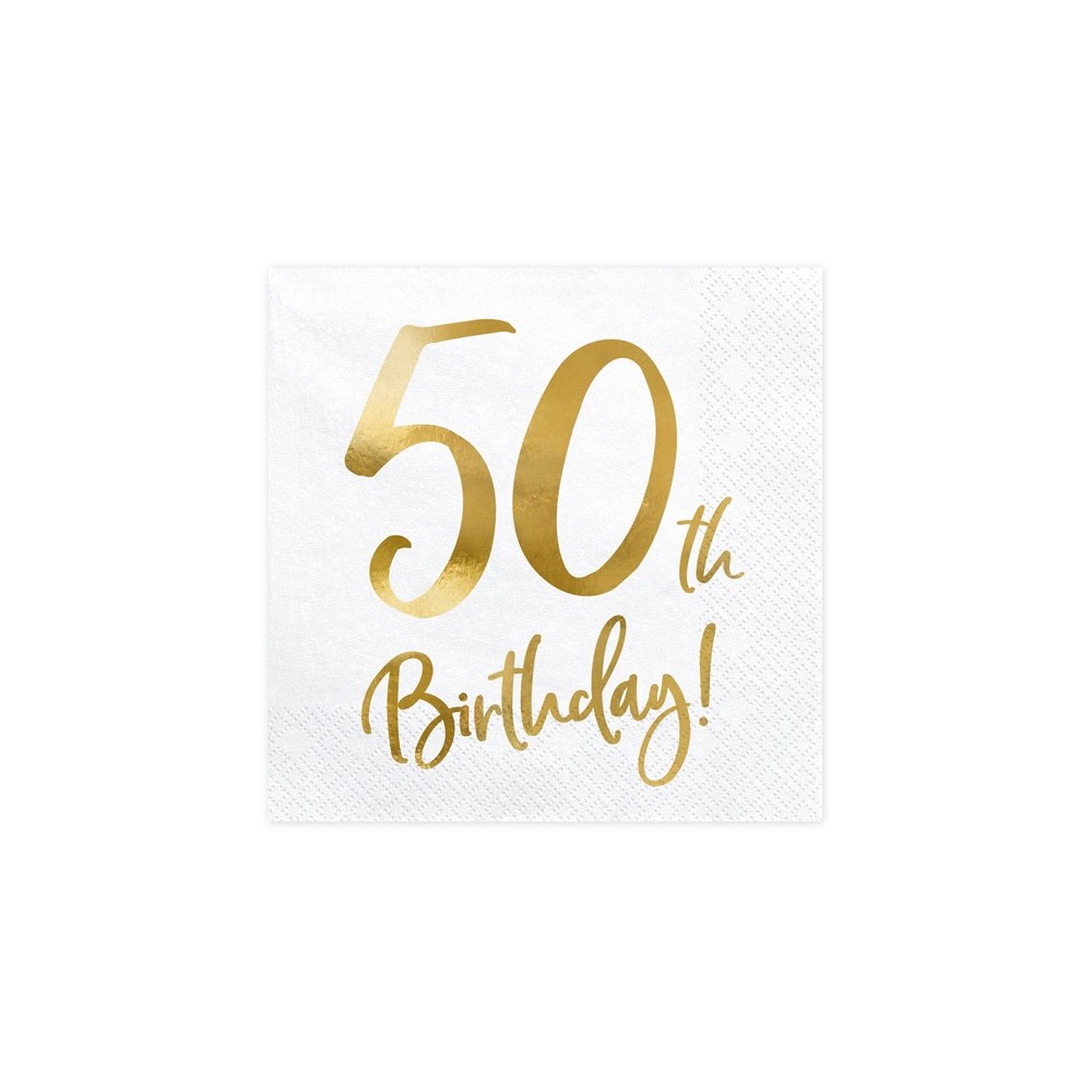 20 Serviettes de table 50e anniversaire - blanc