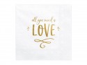 20 Serviettes de table - All you need is love - blanc